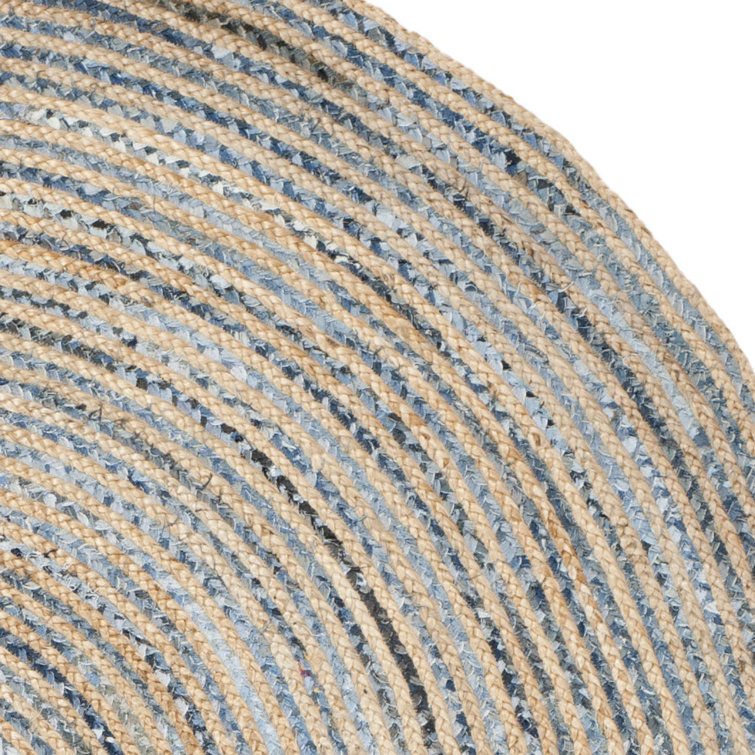 Cape Cod Blue and Natural Oval Jute Area Rug 3' x 5'