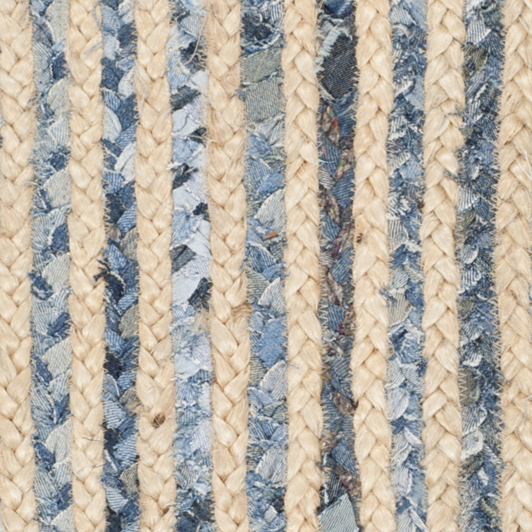 Cape Cod Blue and Natural Oval Jute Area Rug 3' x 5'
