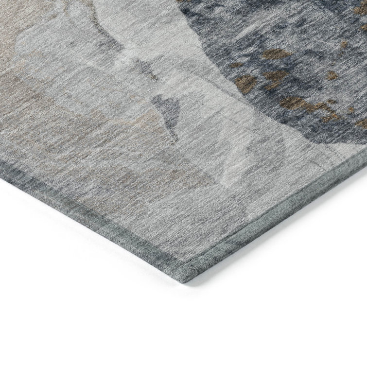 Gray Round Synthetic Flat Woven Washable Rug, 8' x 8'