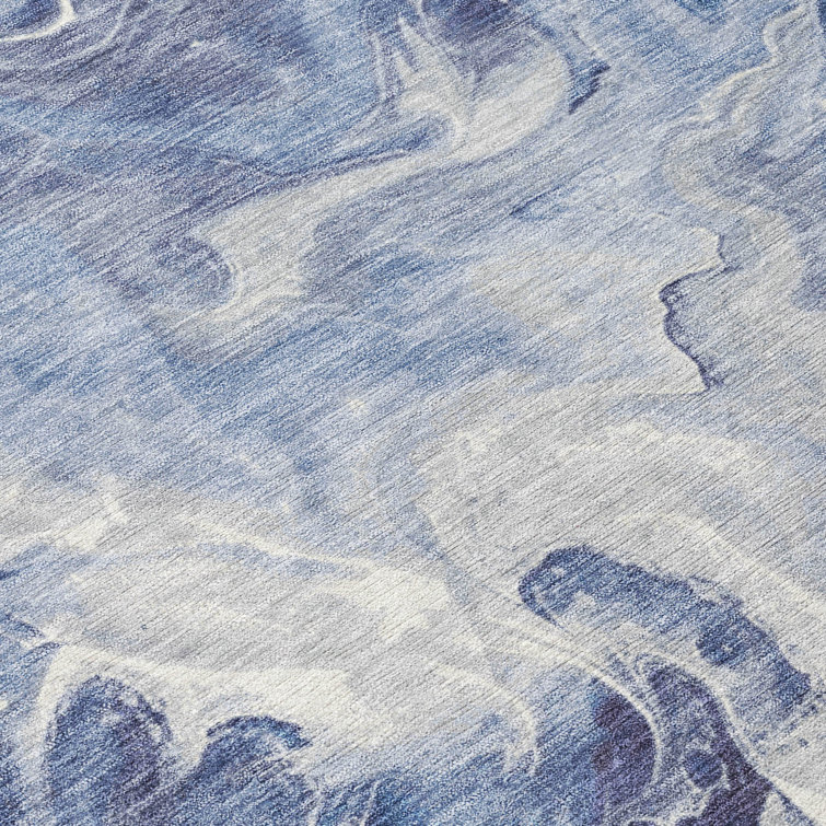 Addison Blue Abstract Synthetic Washable Rectangular Rug 2'6" x 3'10"
