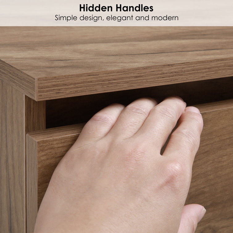 Brown Manufactured Wood 3-Drawer Nightstand Set of 2