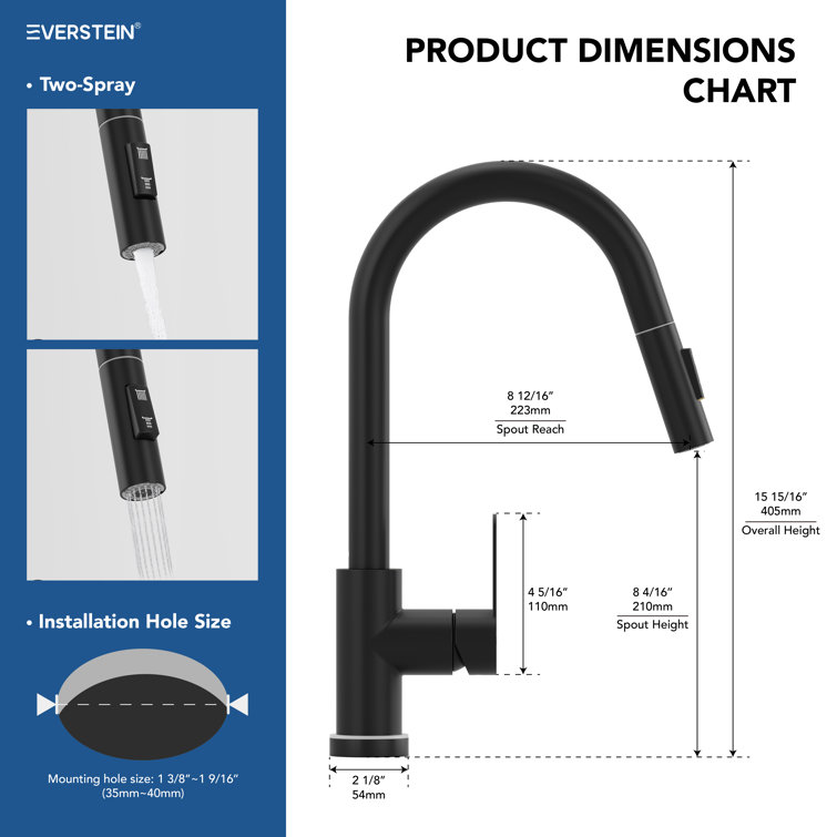 Matte Black Single Handle Pull Down Kitchen Faucet with LED Base