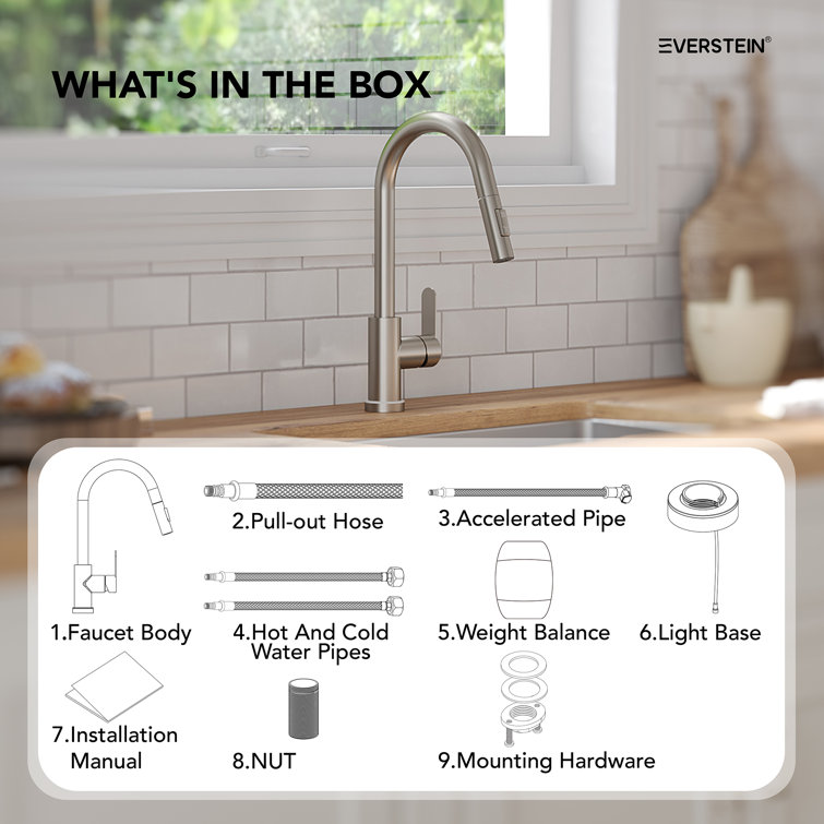 Brushed Nickel Single Handle Kitchen Faucet with Pull-Out Spray