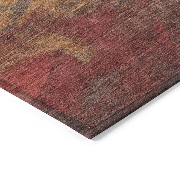 Blush and Brown Striped Synthetic Washable Rug 2'6" x 3'10"