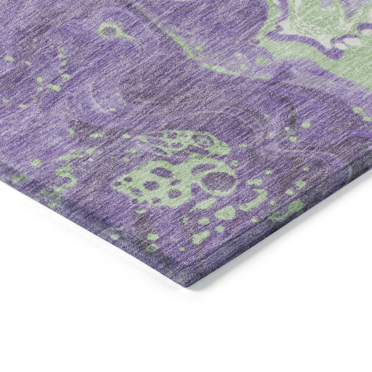 Addison Purple Abstract Washable Non-Slip 3' x 5' Rug