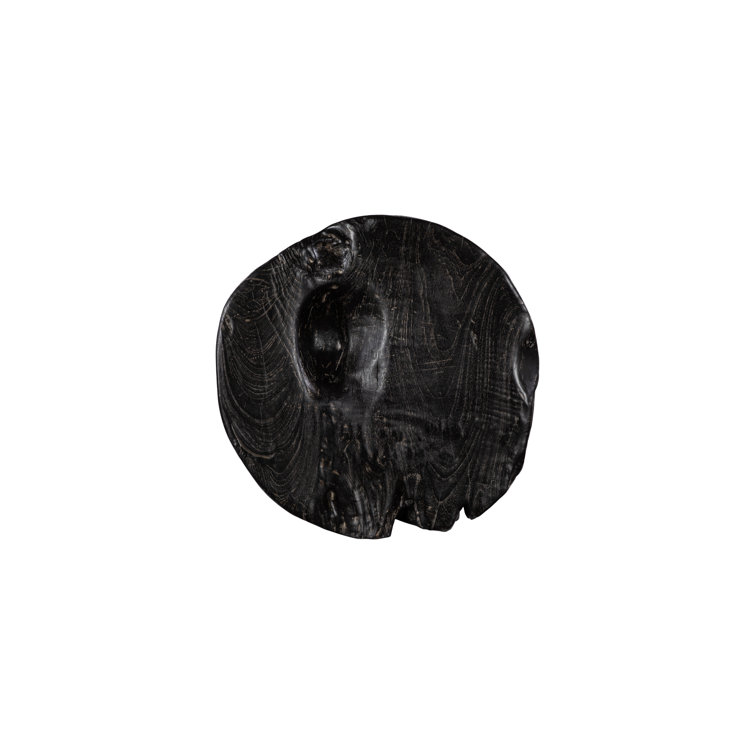 Black Wash Solid Wood Round Accent Stool