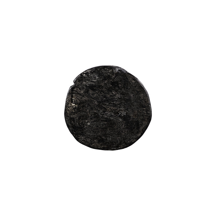 Black Wash Solid Wood Round Stool