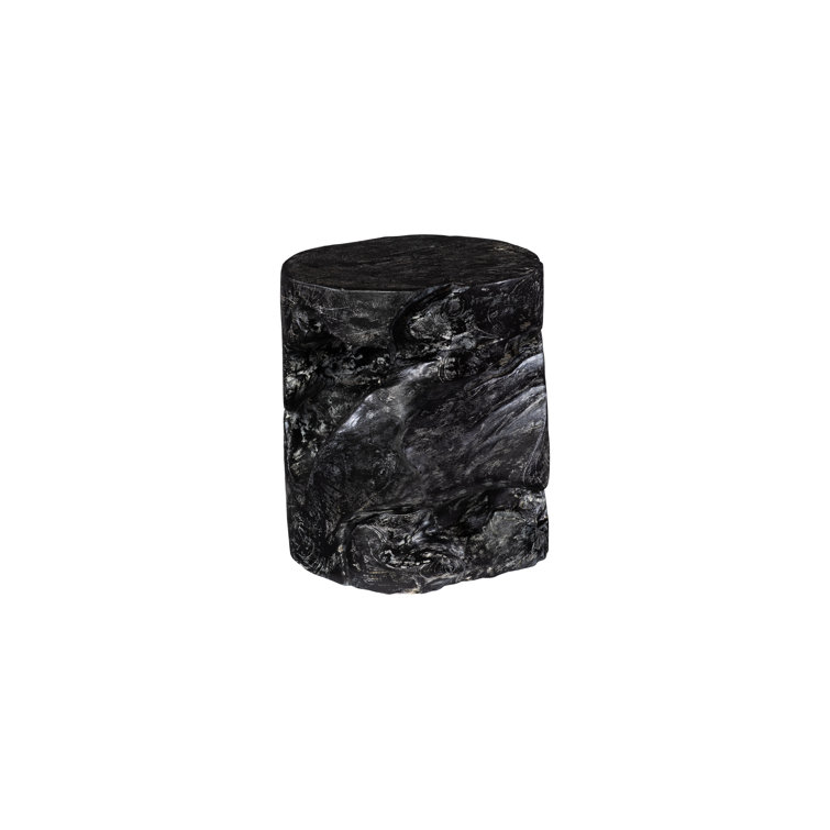 Black Wash Solid Wood Round Stool