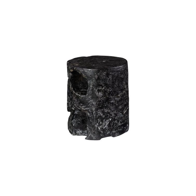 Black Wash Solid Wood Round Stool