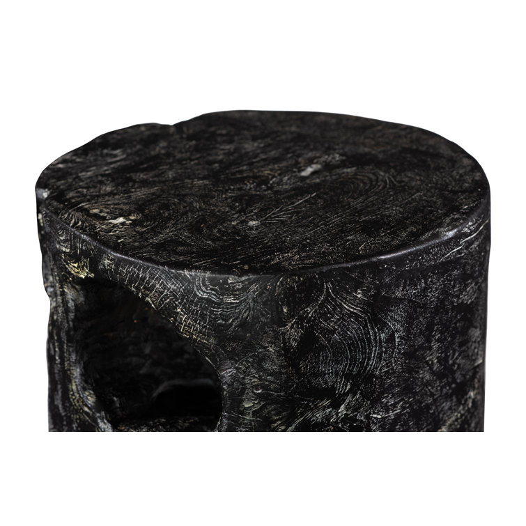 Black Wash Solid Wood Round Stool