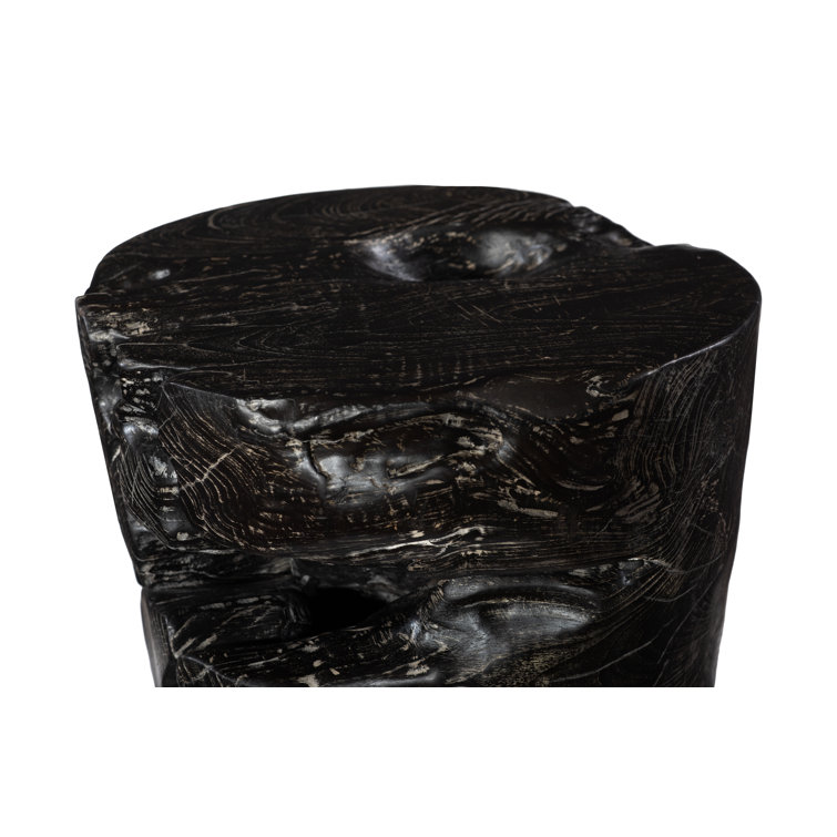 Black Wash Solid Wood Round Accent Stool