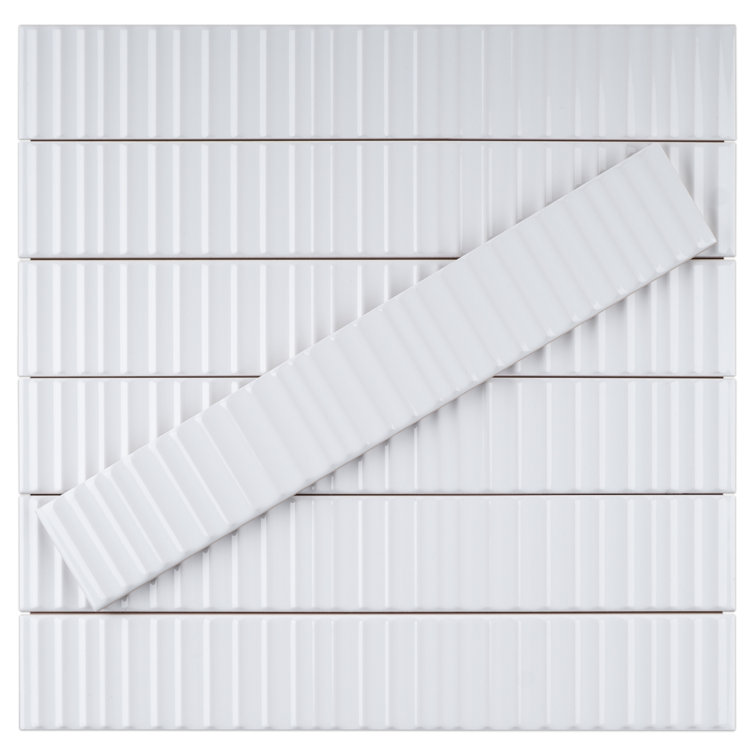Nova White Glossy Ceramic Subway Wall Tile, 2x12