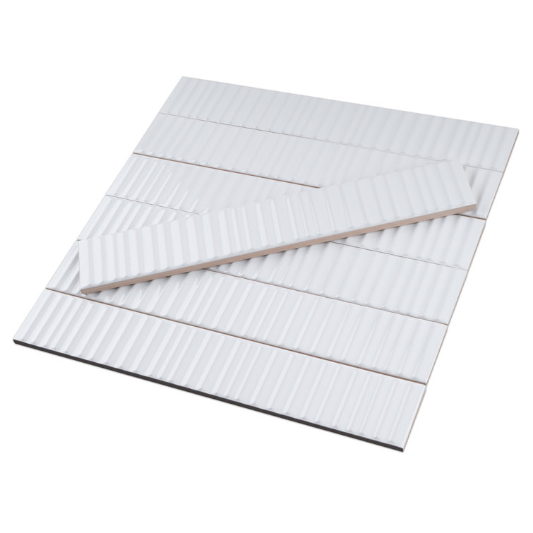 Nova White Glossy Ceramic Subway Wall Tile, 2x12