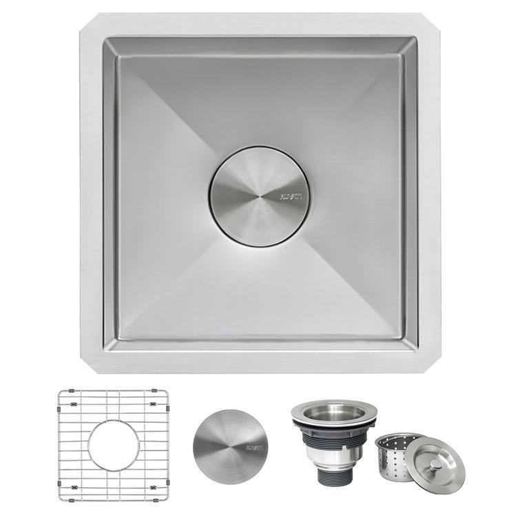 Ruvati 15" Stainless Steel Undermount Bar Prep Sink with Accessories