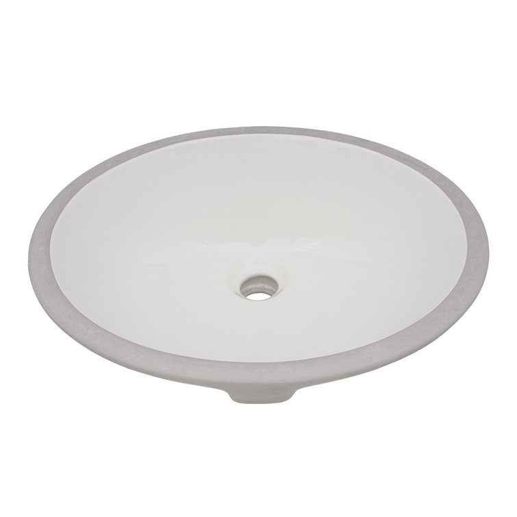 Biscuit Oval Ceramic Undermount Bathroom Sink with Overflow
