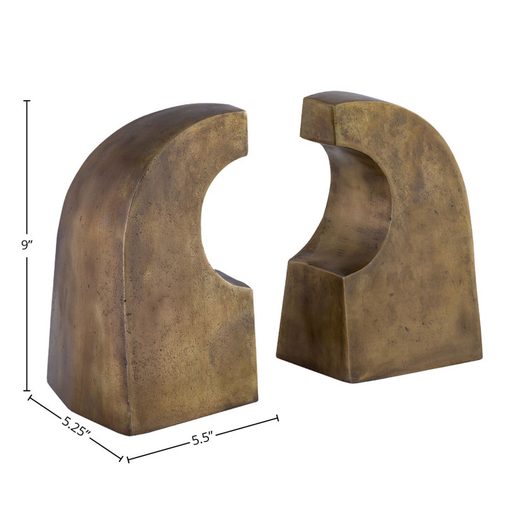 Antique Brass Minimalist Aluminum Bookend Set