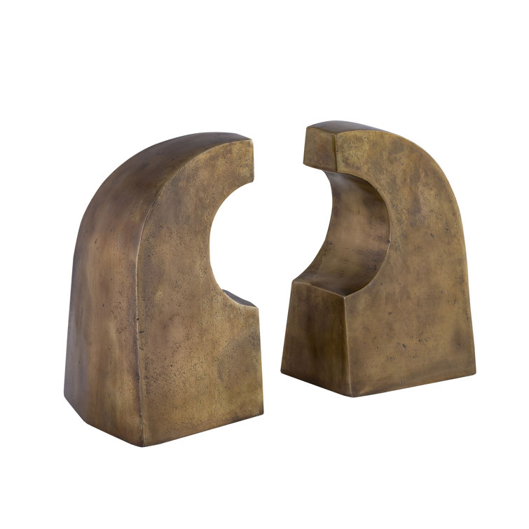 Antique Brass Minimalist Aluminum Bookend Set