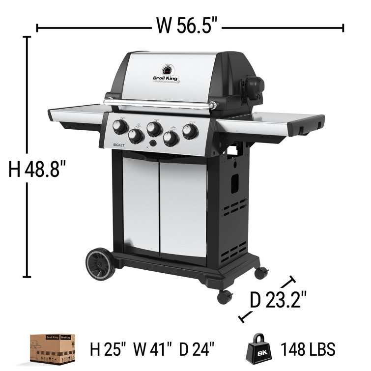 Stainless Steel 3-Burner Propane Gas Grill with Rotisserie and Side Burner