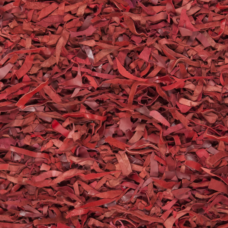 Hand-Knotted Red Leather Shag 8' x 10' Area Rug