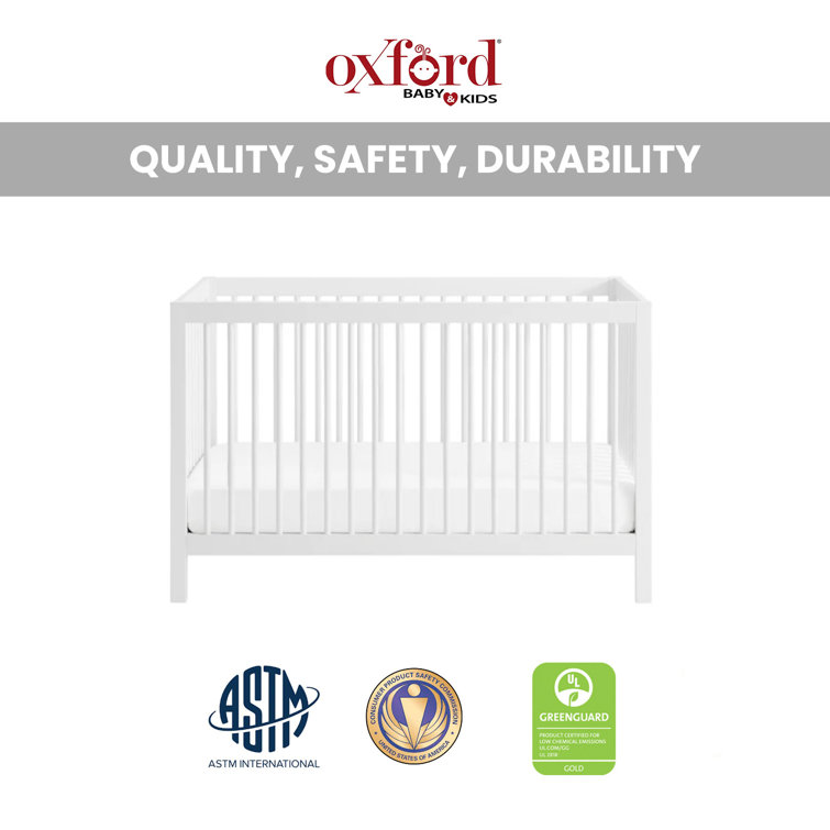 White Solid Wood 4-in-1 Convertible Baby Crib