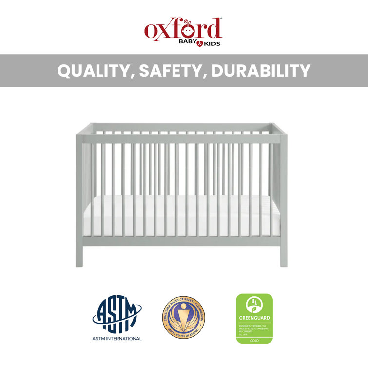 Gray Solid Wood 4-in-1 Convertible Crib with Round Spindles