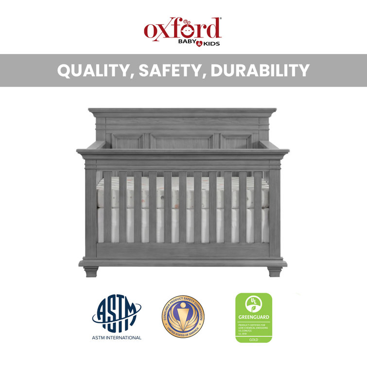 Dusk Gray Solid Wood 4-in-1 Convertible Crib