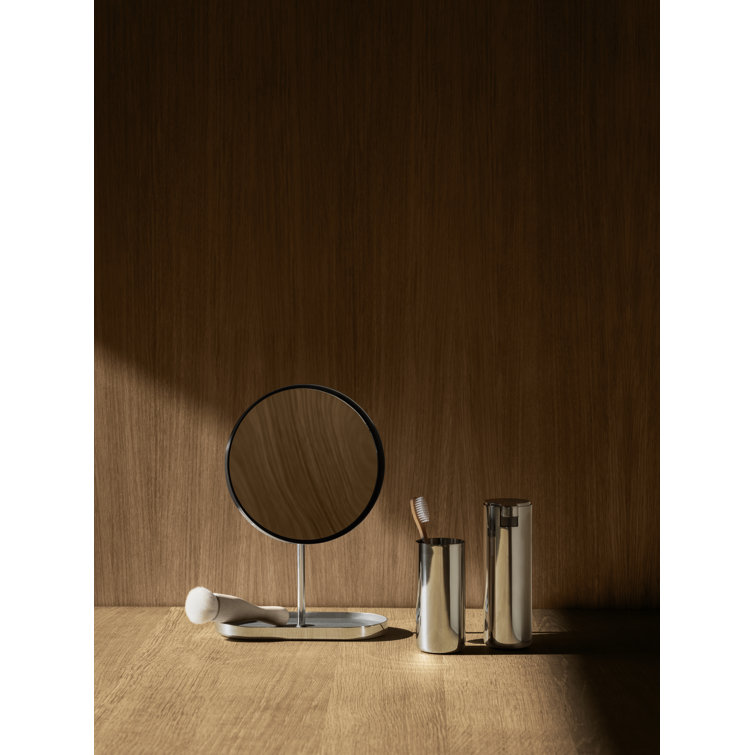 Modo Gray Titanium-Coated Steel Vanity Mirror with Tray