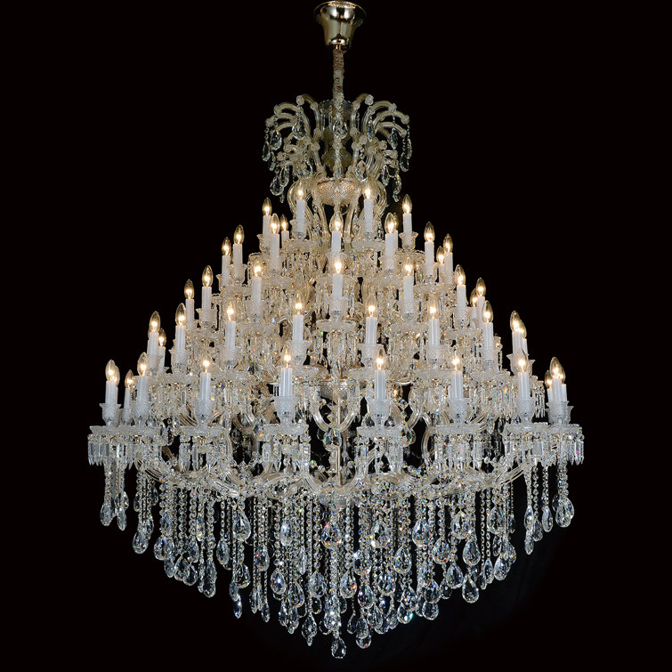 Grand Versailles Gold Brass & Crystal 45-Light Traditional Candle Chandelier