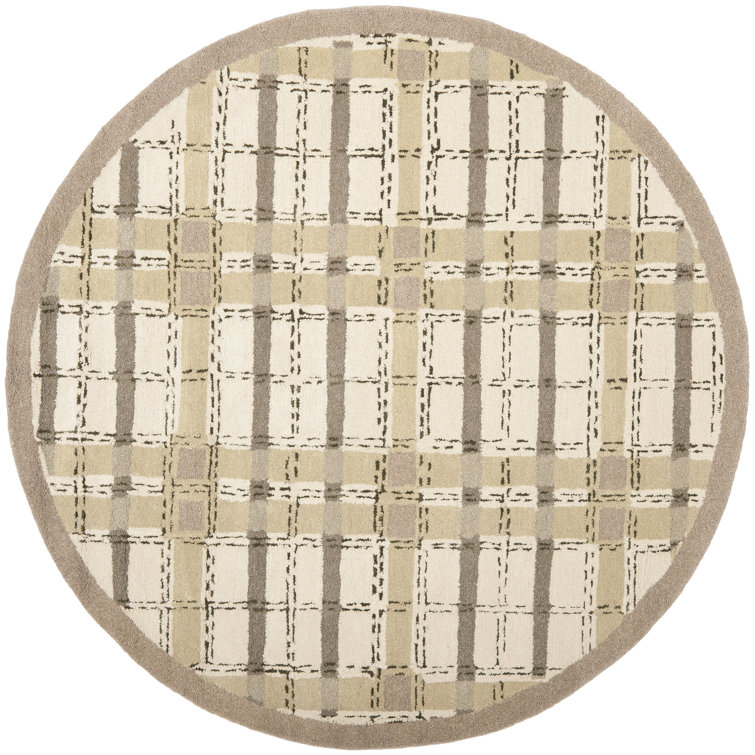 Hand-Tufted Elegance 72" Round Gray Wool & Viscose Blend Rug