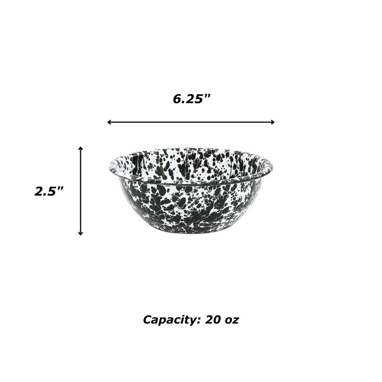 Navy and Cream Splatter Enamelware Cereal Bowls, Set of 4