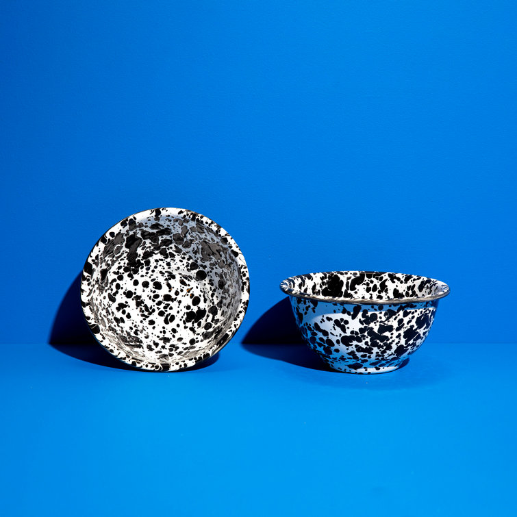 Gray Enamelware Splatter Small Footed Bowls Set of 4