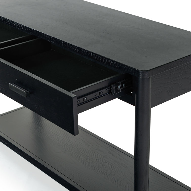 Jaylessa Black Wood and Metal Console Table with Storage