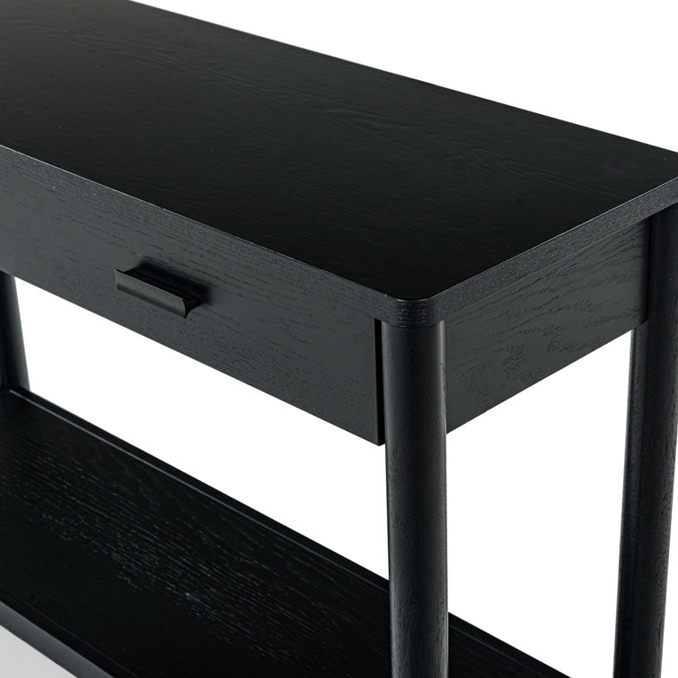 Jaylessa Black Wood and Metal Console Table with Storage