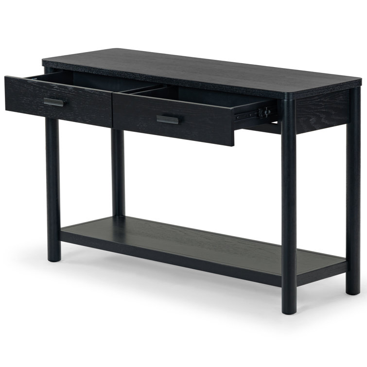 Jaylessa Black Wood and Metal Console Table with Storage