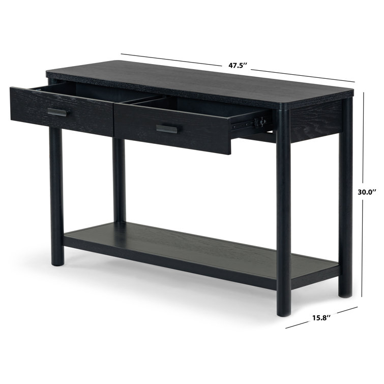 Jaylessa Black Wood and Metal Console Table with Storage