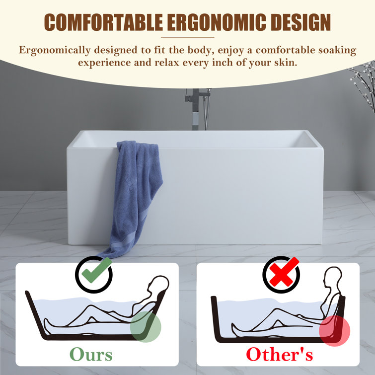 Modern White Acrylic Freestanding Soaking Bathtub