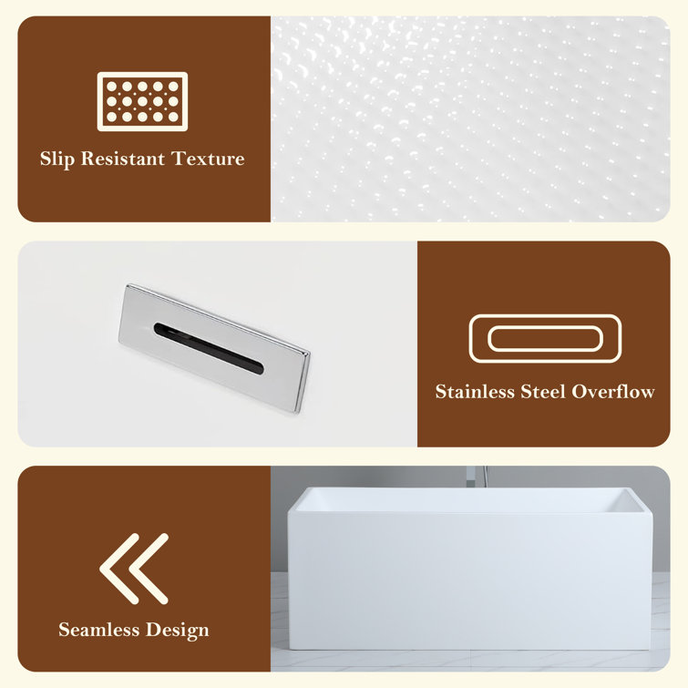 Modern White Acrylic Freestanding Soaking Bathtub