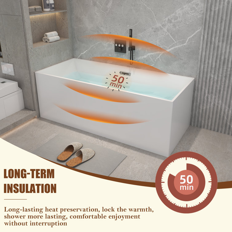 Modern White Acrylic Freestanding Soaking Bathtub