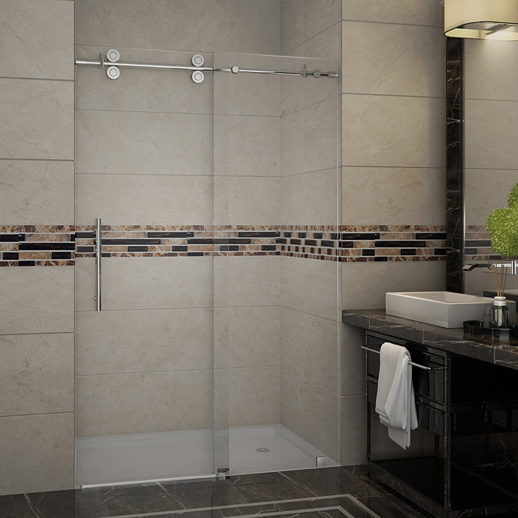 Langham 75'' Frameless Clear Tempered Glass Sliding Shower Door