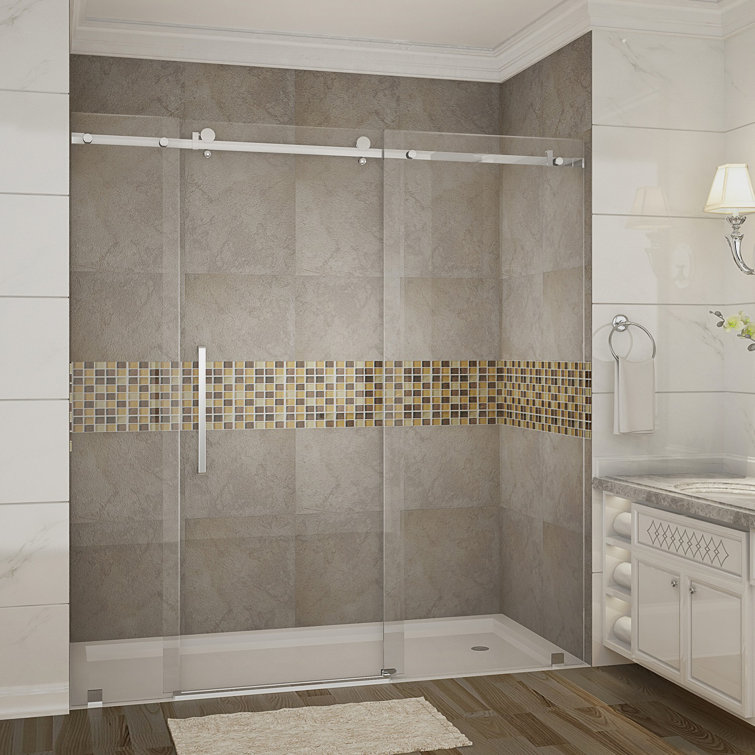 Moselle 75" Frameless Clear Glass Sliding Shower Door with Chrome Hardware