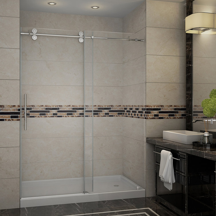 Langham 60" Frameless Sliding Shower Door with Chrome Finish