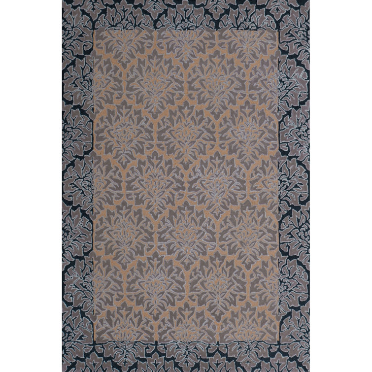 Hand-Tufted Gray and Pecan Wool Medallion Area Rug 6' x 9'