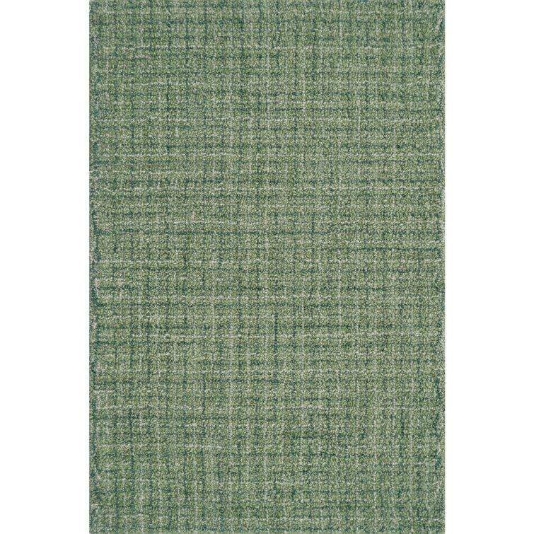 Forest Green Hand-Tufted Wool Rectangular Area Rug 2' x 3'