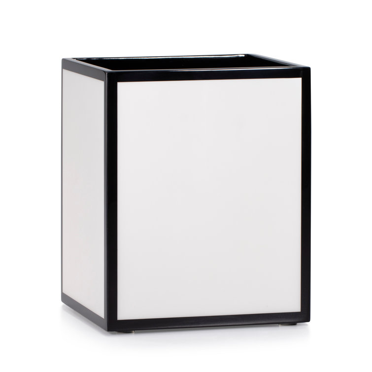 Labrazel White and Black Lacquered Wood Waste Basket