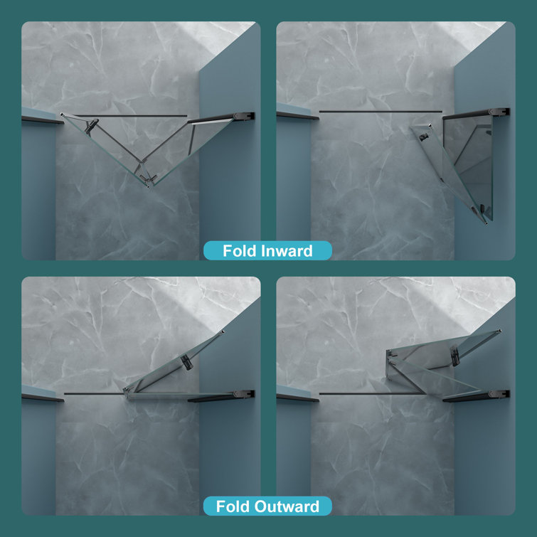Matte Black Frameless Pivoting Shower Door with Tempered Glass