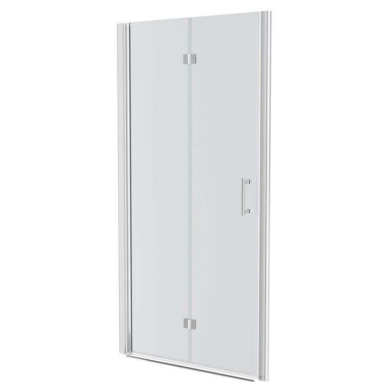 72" Frameless Bi-Fold Shower Door with Tempered Glass and Chrome Frame