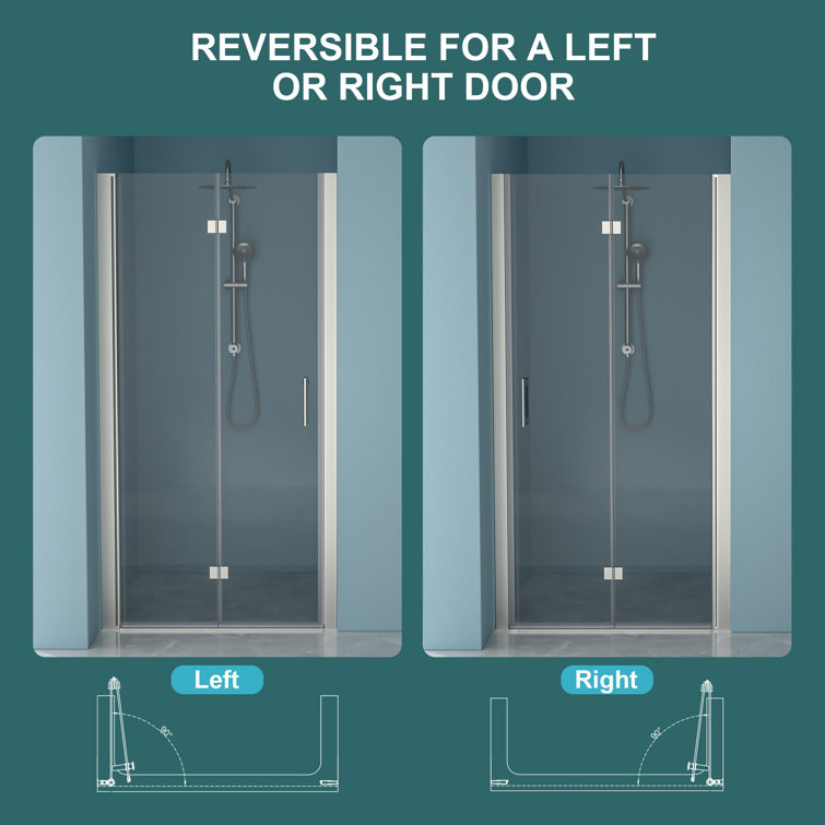 36''W x 72''H Brushed Nickel Clear Glass Folding Shower Door