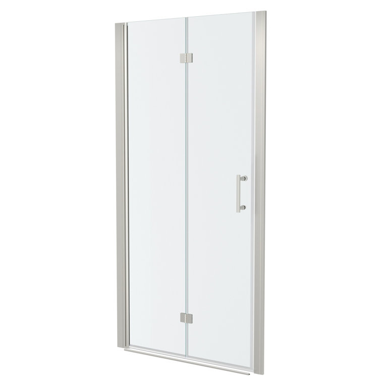 36''W x 72''H Brushed Nickel Clear Glass Folding Shower Door