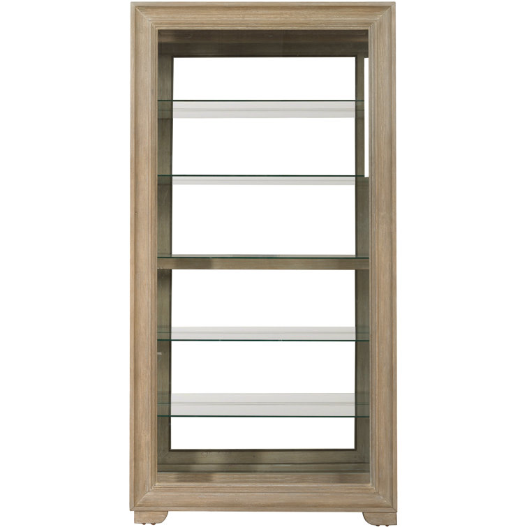 Light Brown Ash Wood 5-Shelf Lighted Curio Cabinet