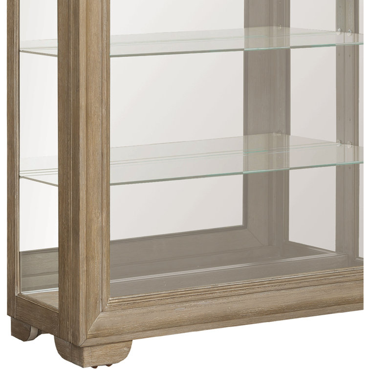 Light Brown Ash Wood 5-Shelf Lighted Curio Cabinet
